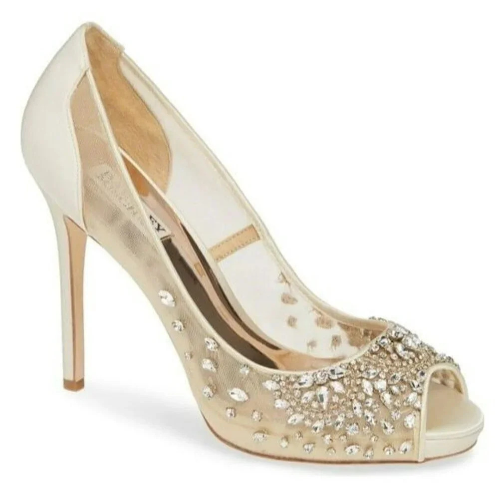 Badgley Mischka Women's Pepper Embellished Pumps Satin Size 10 (MSRP $295)